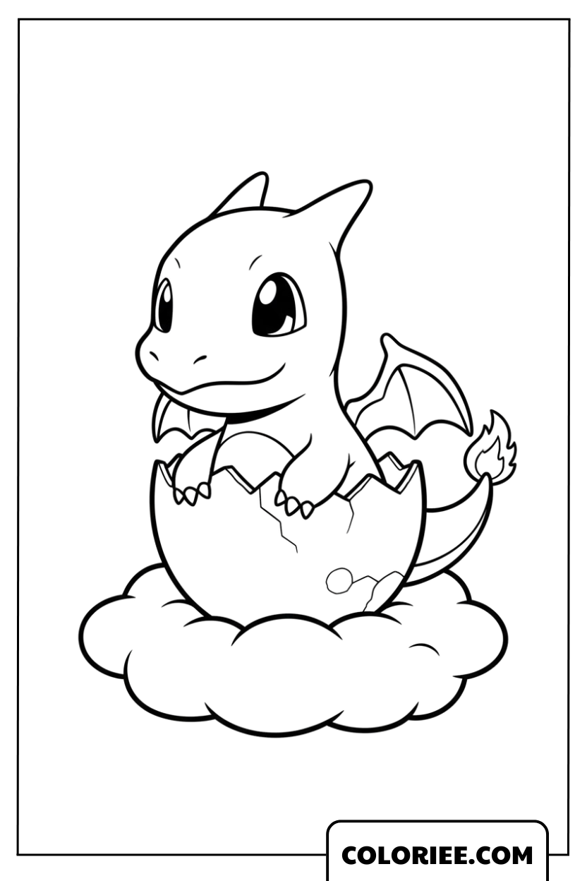 Dessin de Dracaufeu La naissance du petit dragon