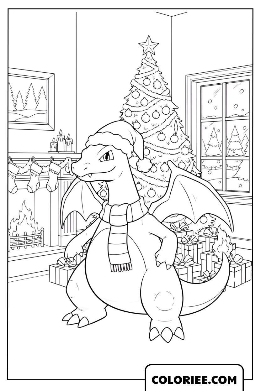 Dessin de Dracaufeu Une nuit de Noël chaleureuse