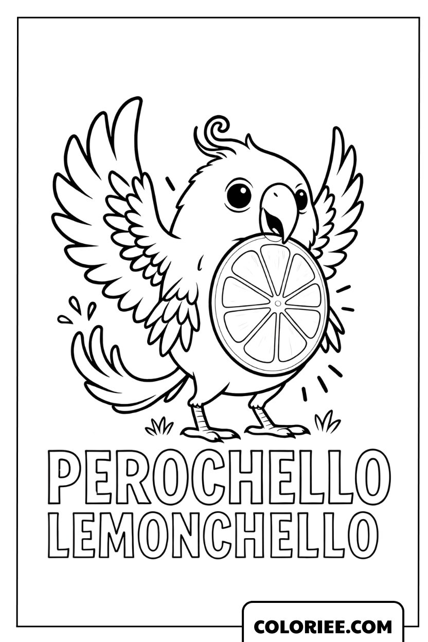Dessin de Perochello Lemonchello, le perroquet citron à colorier