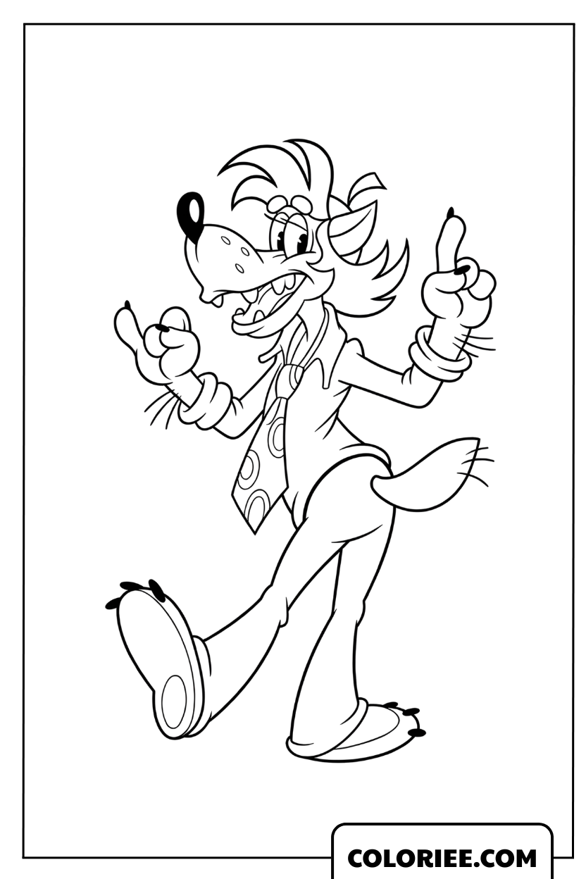 Dessin du Loup (Volk) malicieux du dessin animé "Nu, pogodi!"