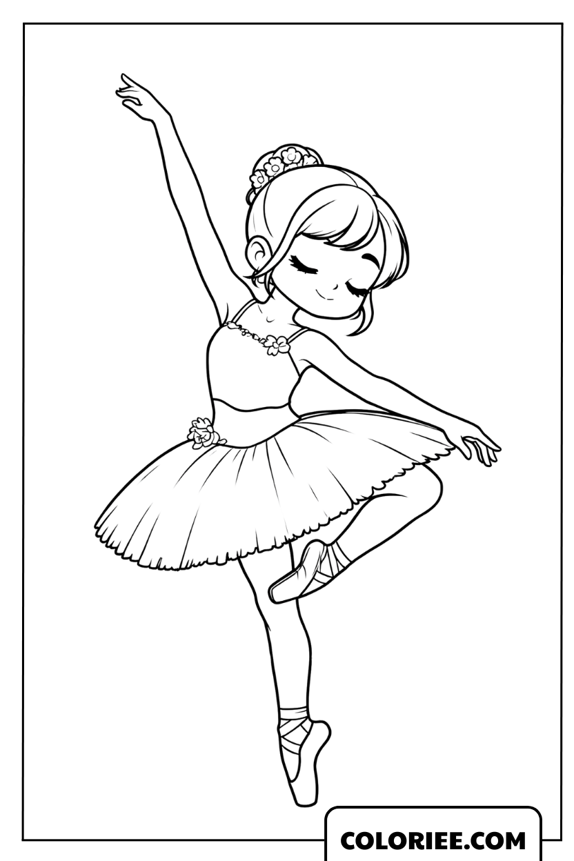 Dessin d'une petite danseuse de ballet en pose de danse élégante