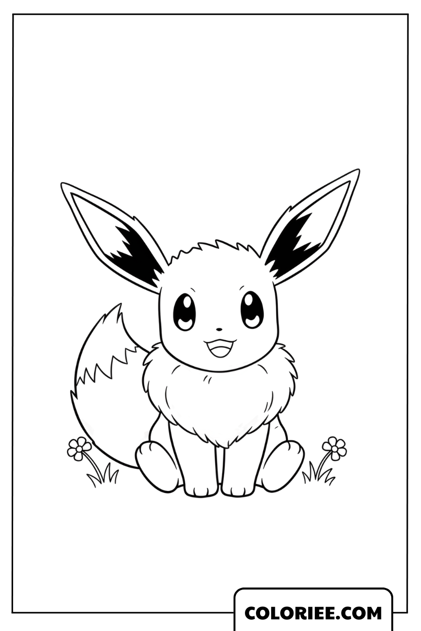 Eevee assis mignon au cœur de la nature