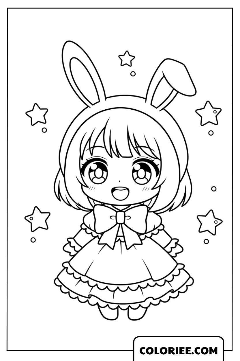 Fillette lapin toute mignonne