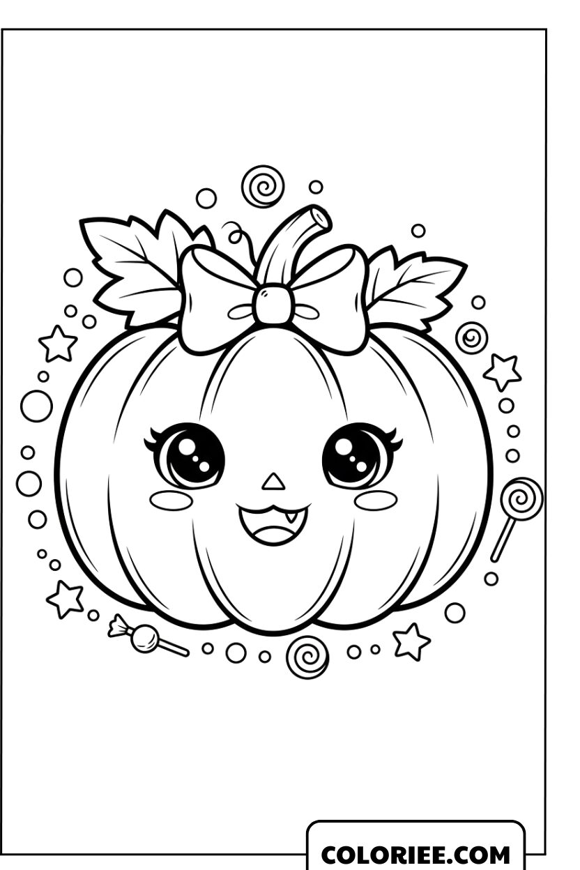 La Citrouille Princesse Kawaii au Nœud Étincelant