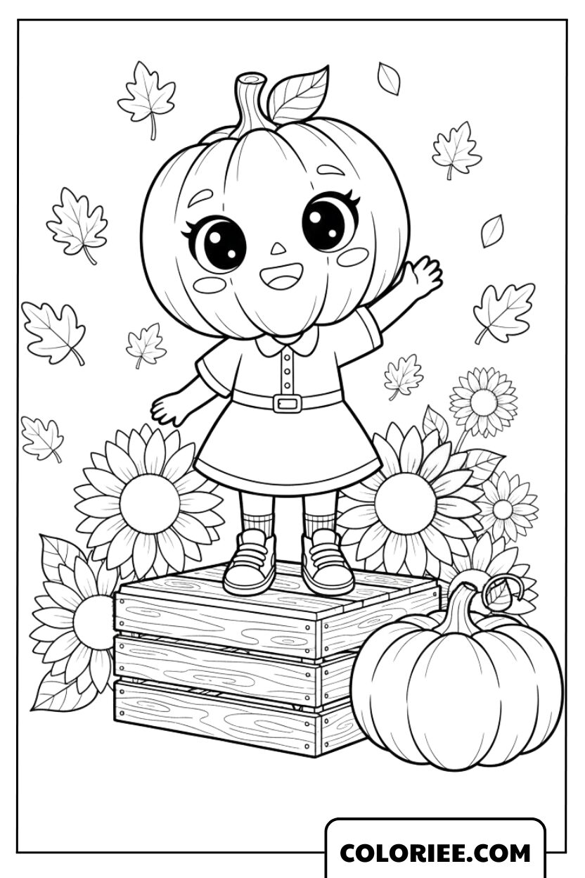 La Fillette de Citrouille dans le Jardin d'Automne