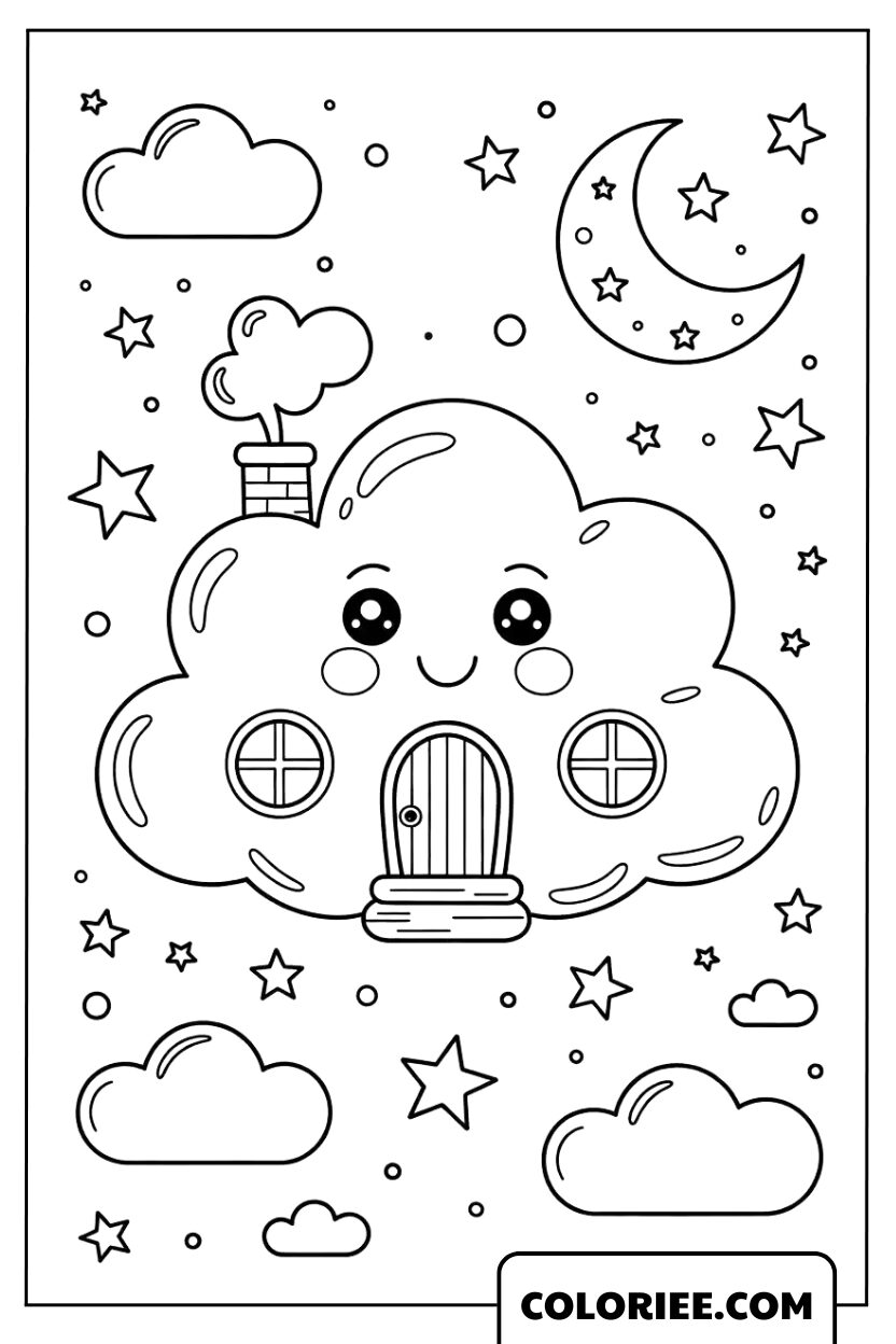 La Maison Nuage sous le Ciel Étoilé Magique