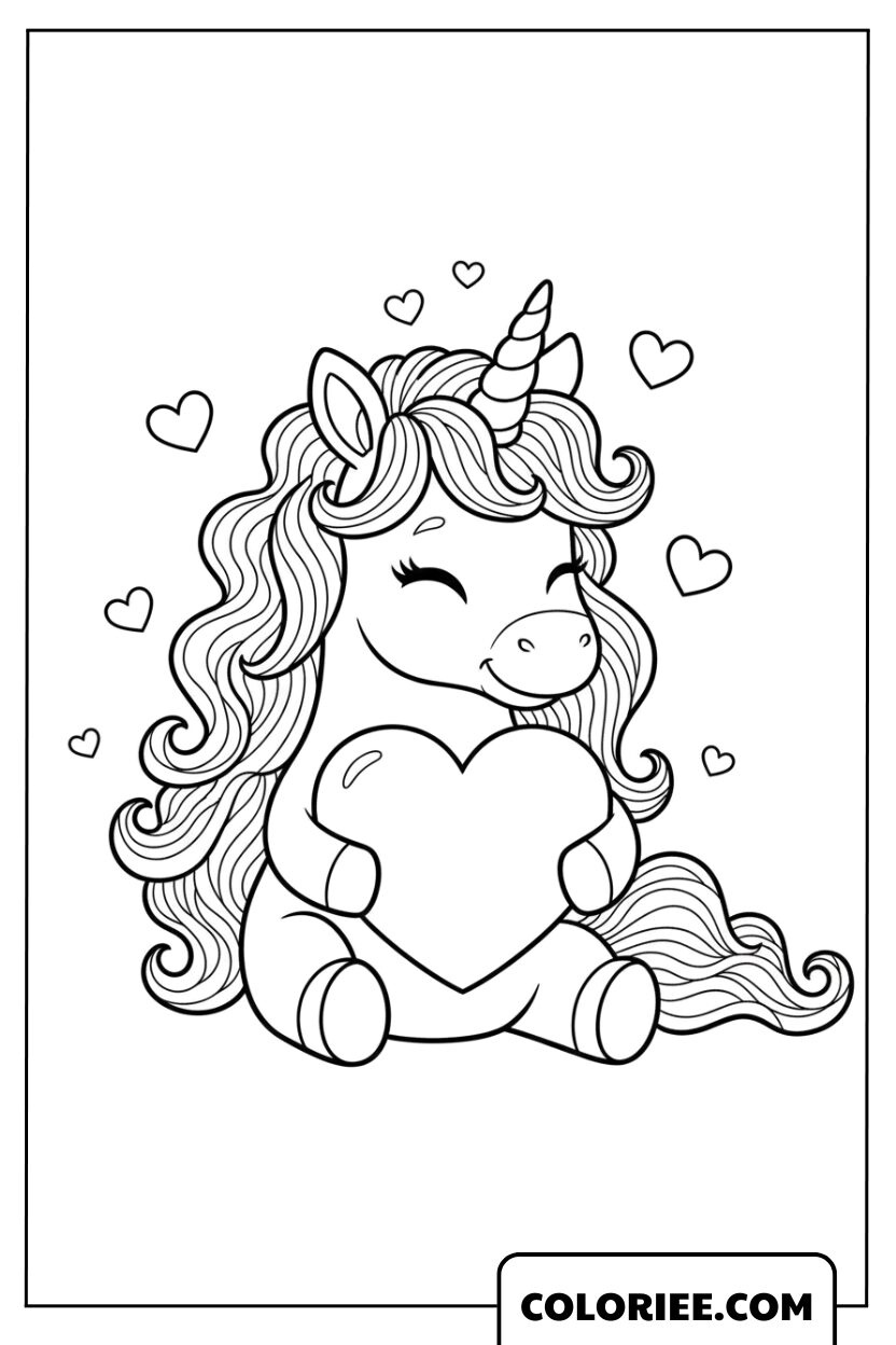 La licorne serrant son cœur rêveur