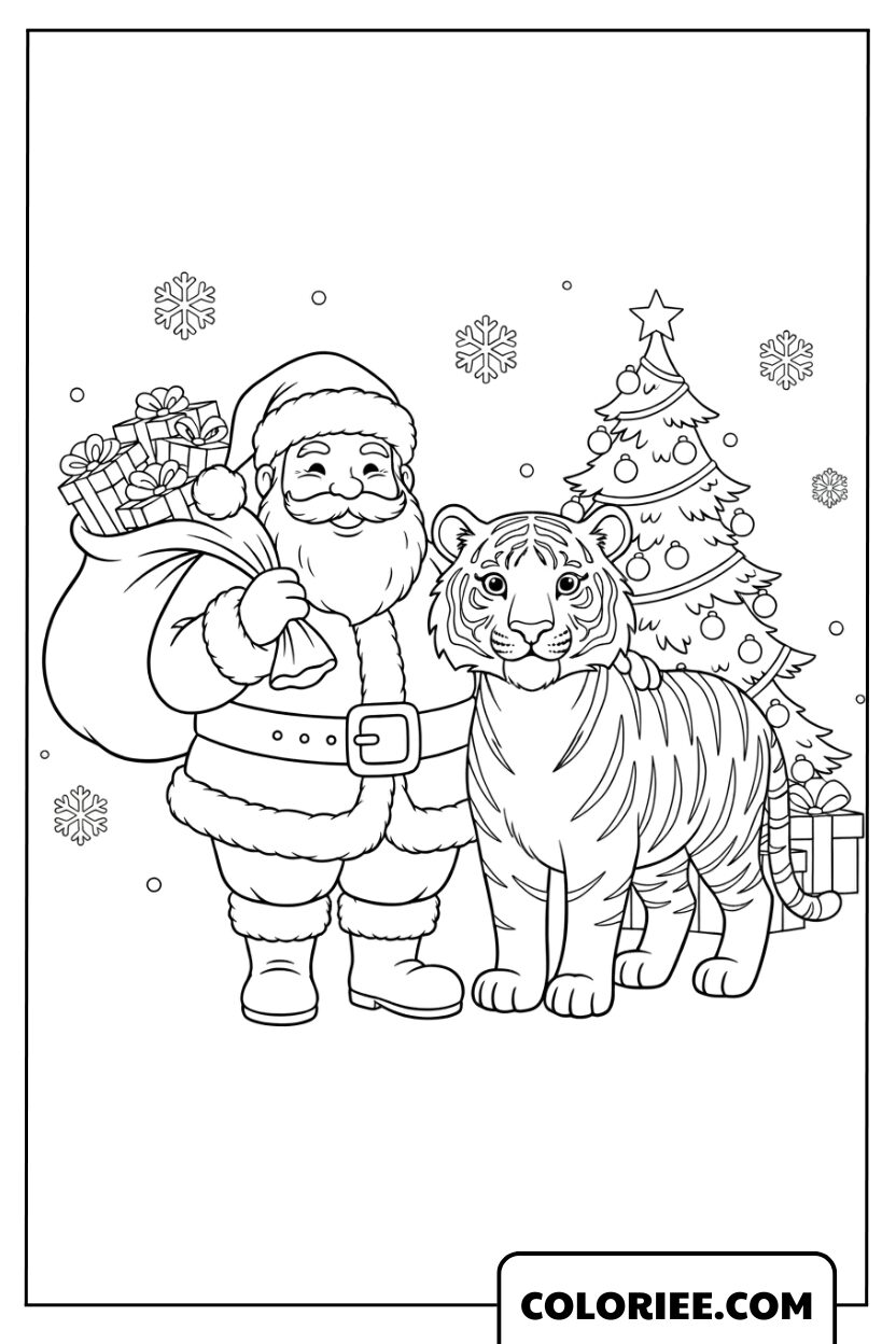 Le Père Noël et le tigre à Noël