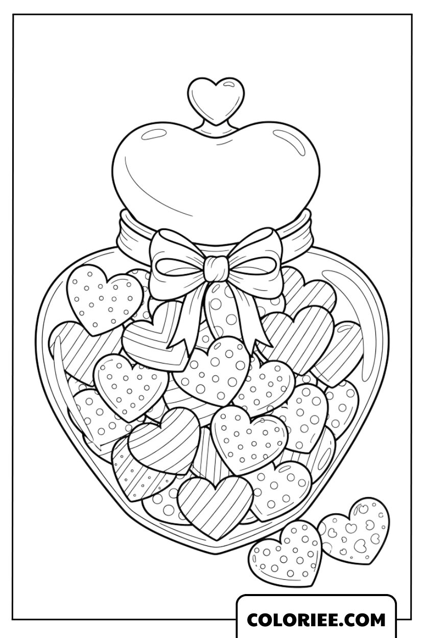 Le bocal de bonbons en forme de cœur tout mignon