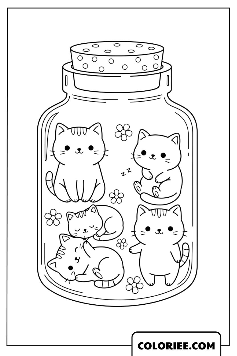 Le bocal rempli de chatons mignons