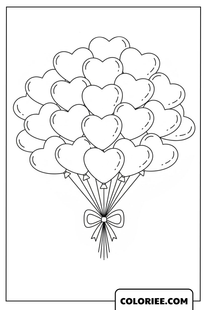 Le bouquet de ballons en forme de cœur tout doux