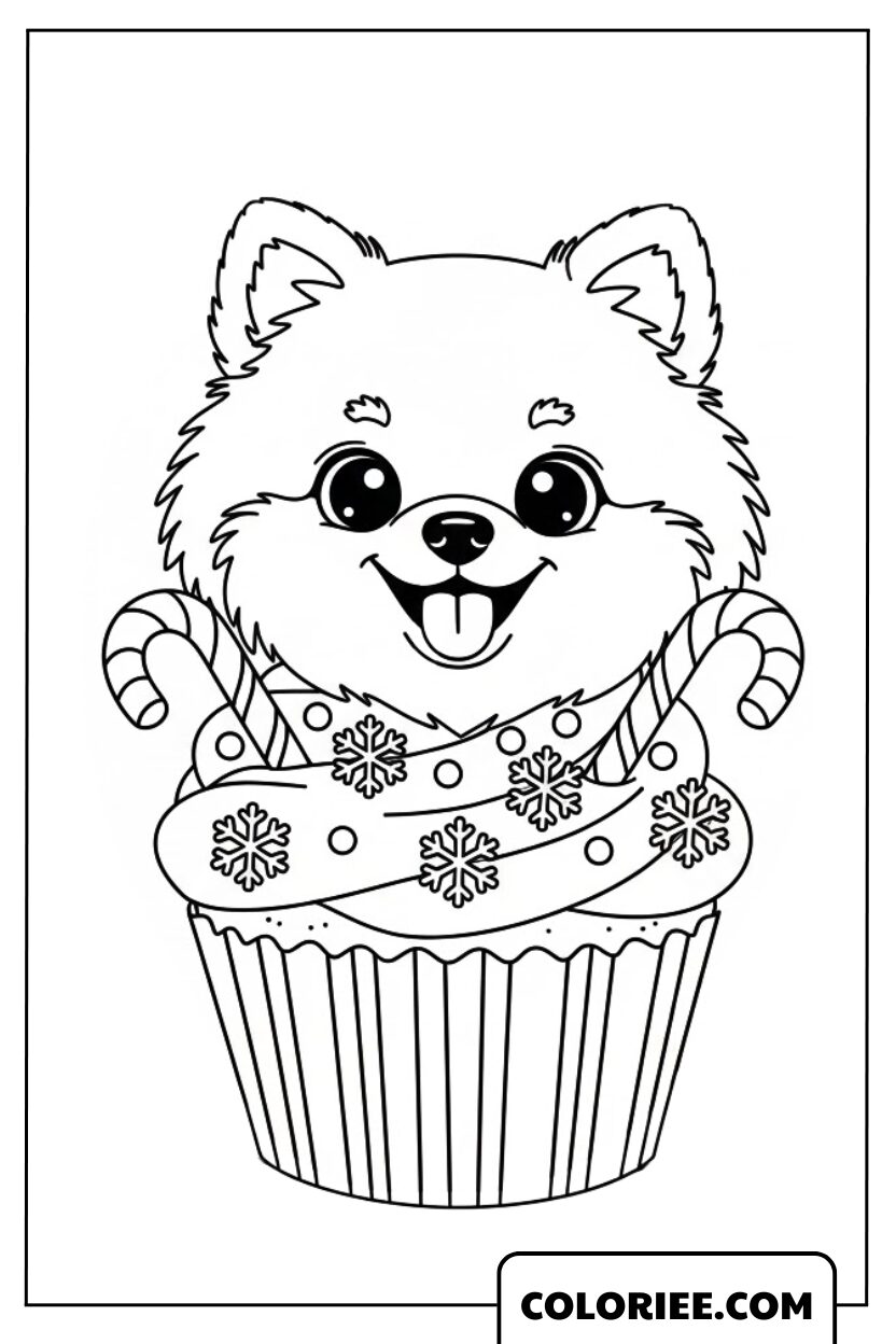 Le chiot dans son cupcake de Noël