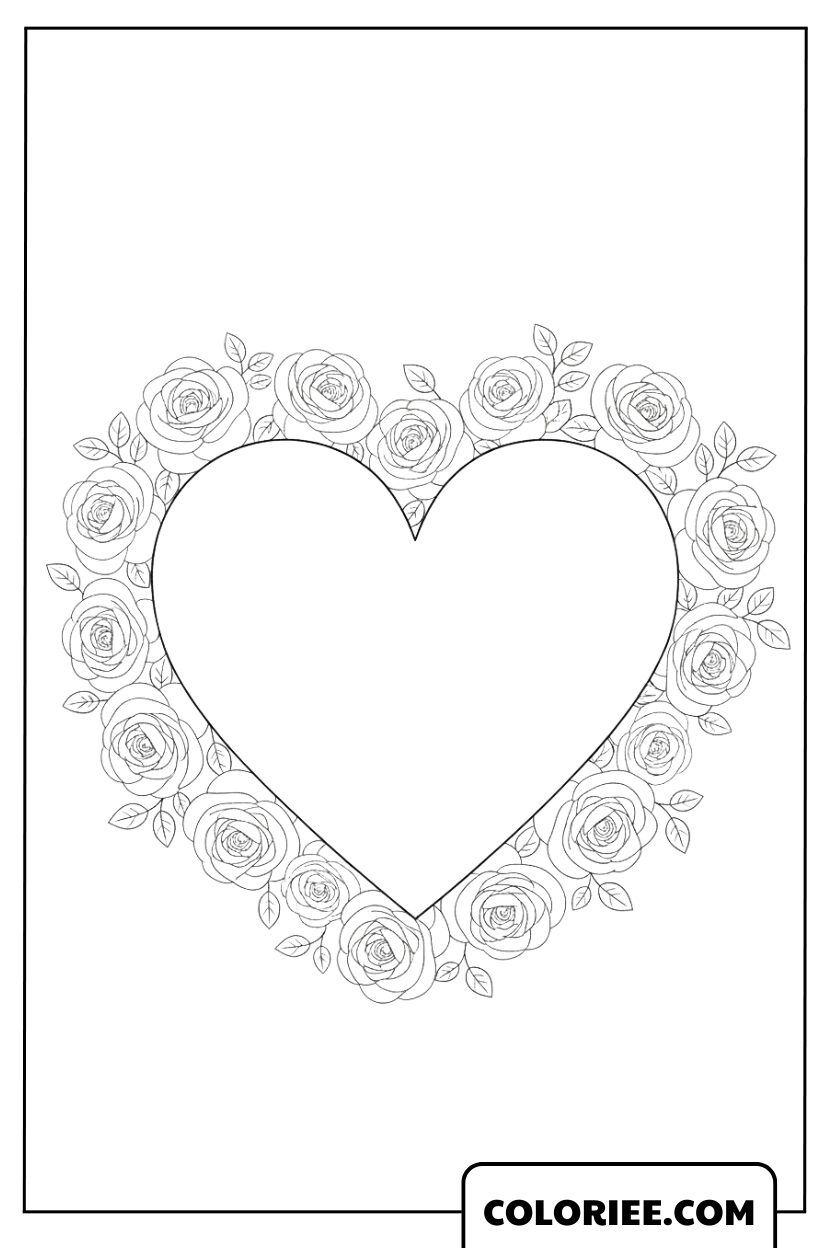 Le cœur entouré d’une couronne de roses