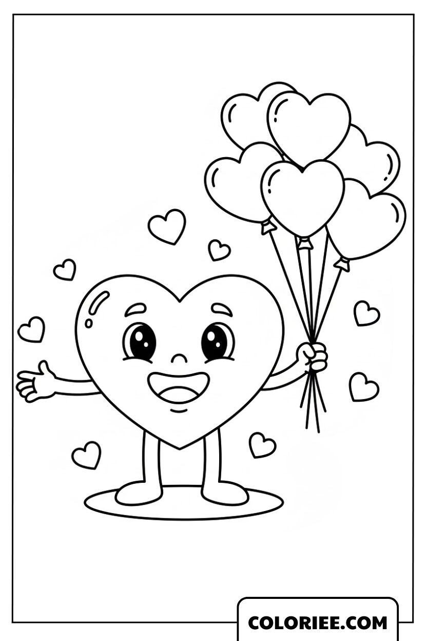 Le cœur joyeux au bouquet de ballons d’amour