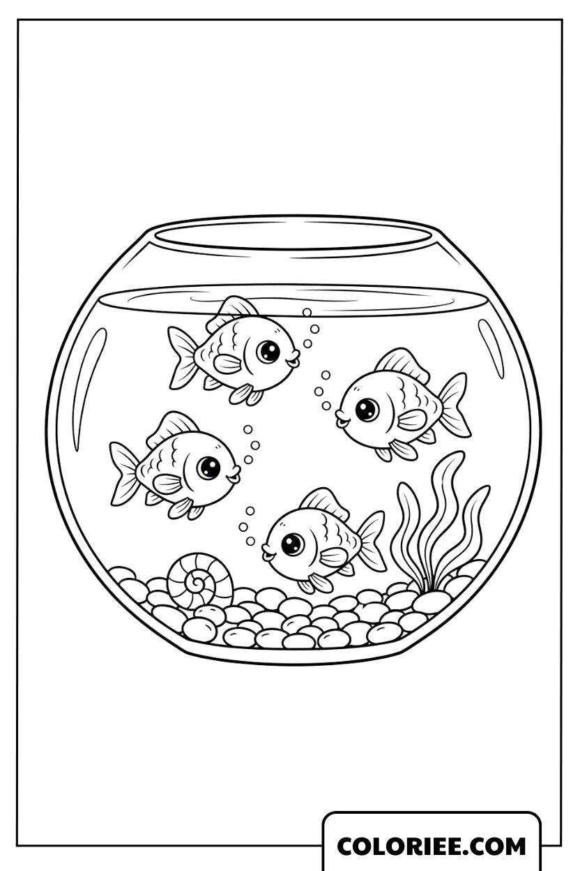 Le petit aquarium et ses poissons joyeux