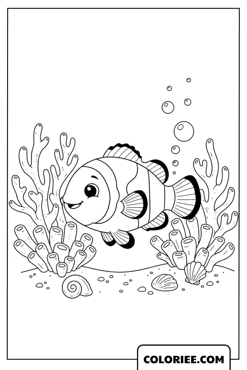 Le petit poisson-clown explorant le récif corallien