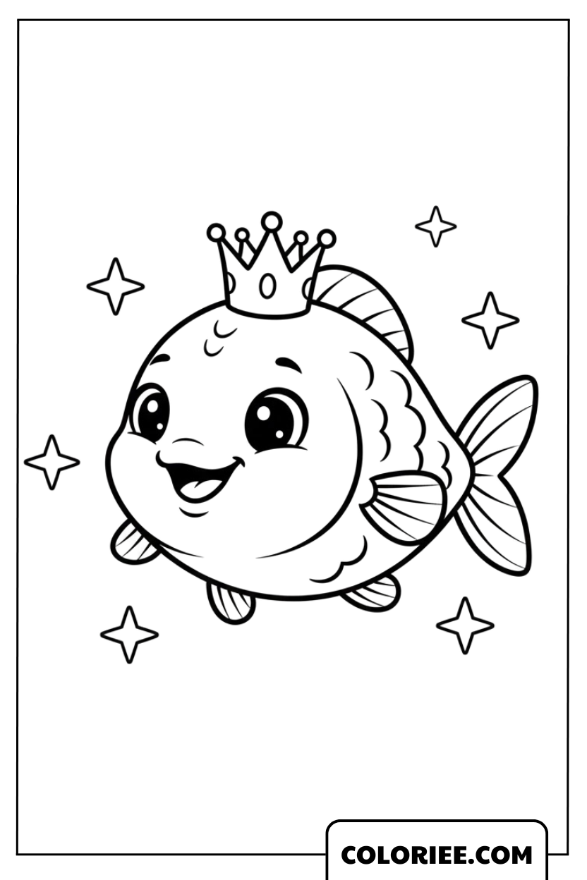 Le petit poisson prince à la couronne scintillante