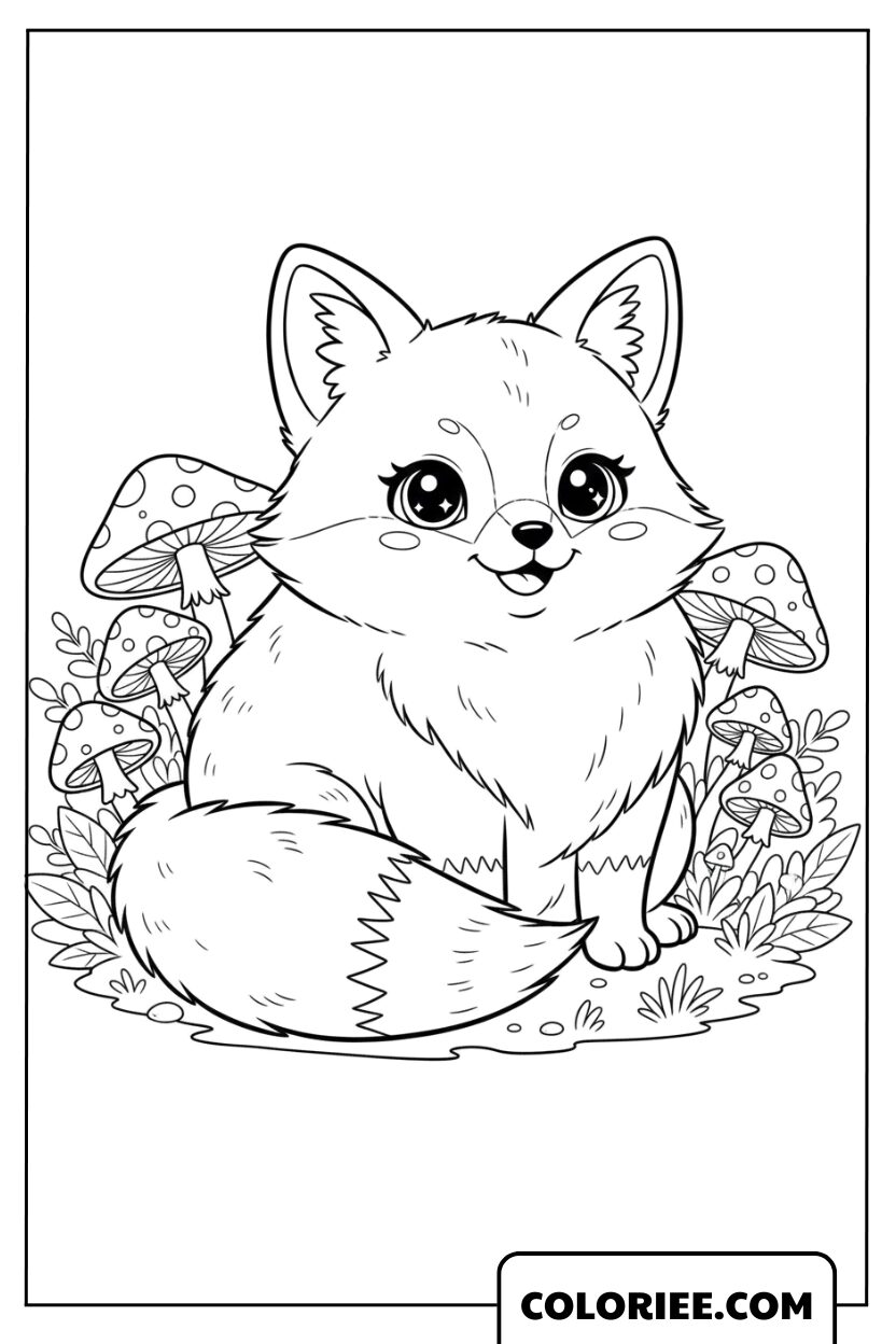 Le petit renard dans son jardin fleuri