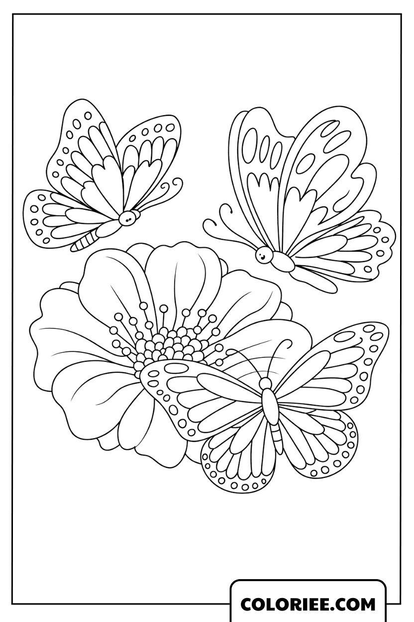 Les Papillons autour de la Fleur Épanouie
