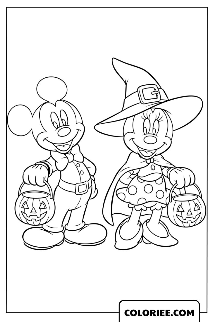 Mickey et Minnie en Chasse aux Bonbons d’Halloween