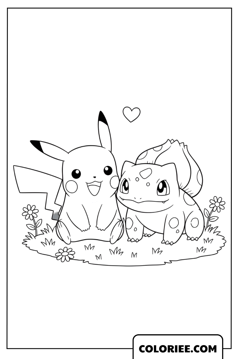 Moment adorable de Pikachu et Bulbizarre
