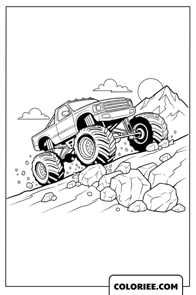 Monster Truck à l’assaut des rochers montagneux