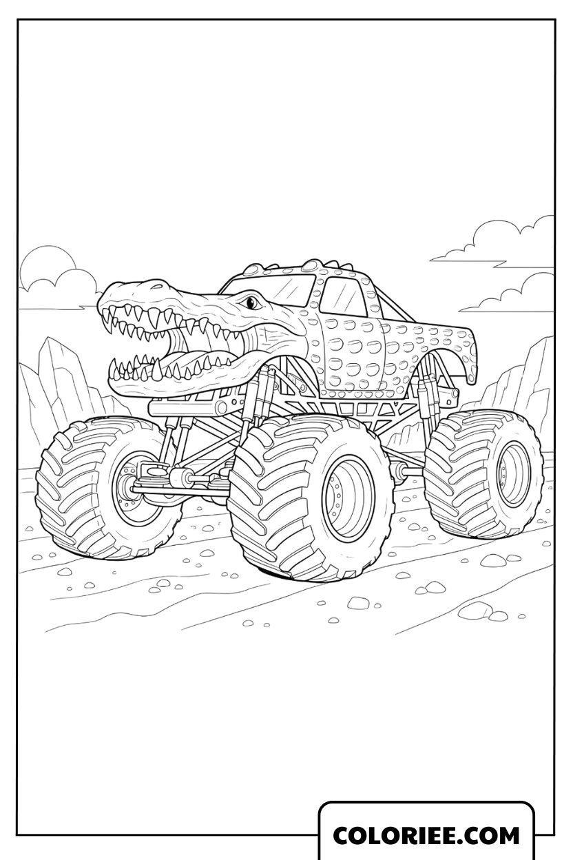 Monster Truck crocodile féroce à l’assaut du terrain