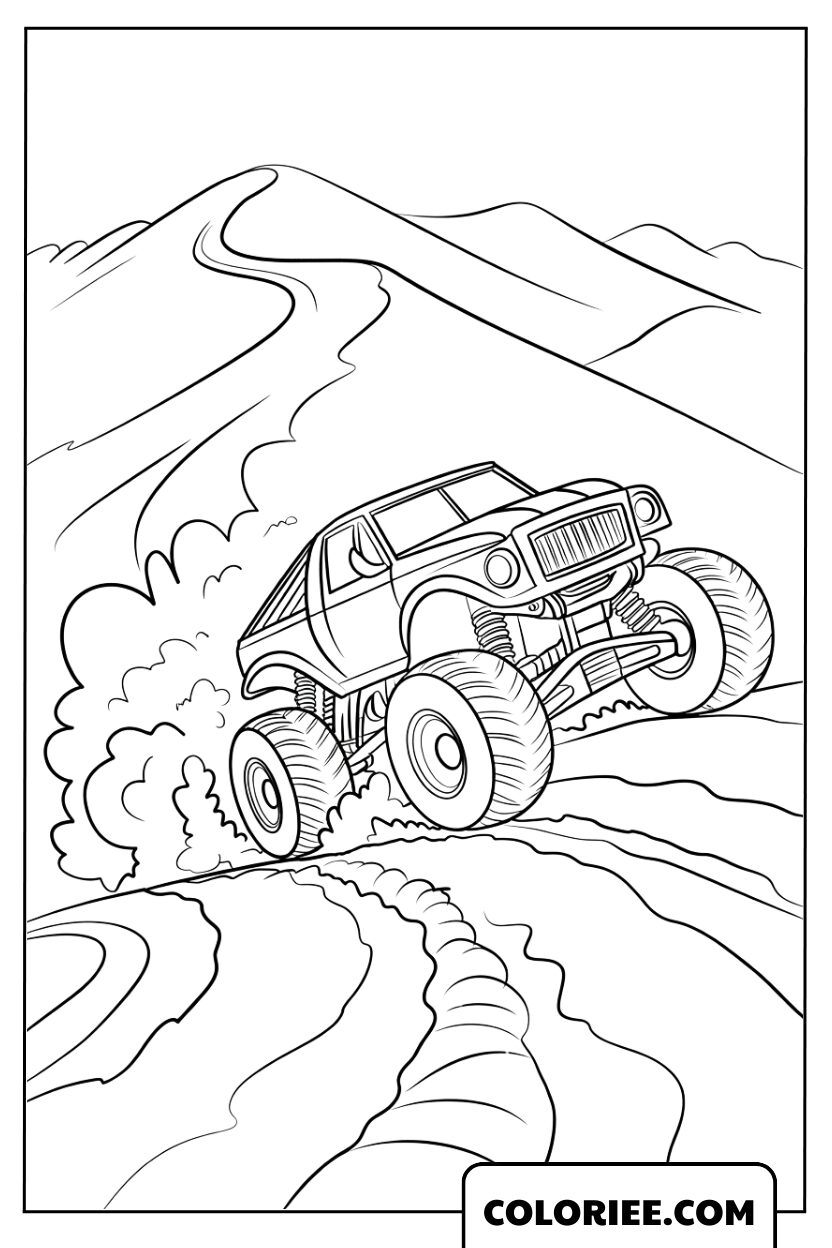 Monster Truck dévalant une piste accidentée
