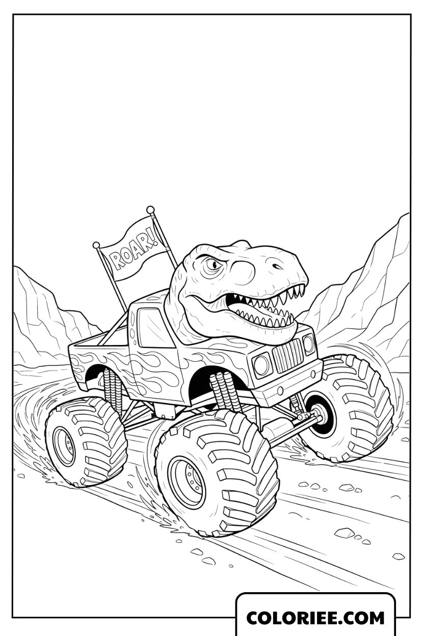 Monster Truck dinosaure à l’assaut du terrain