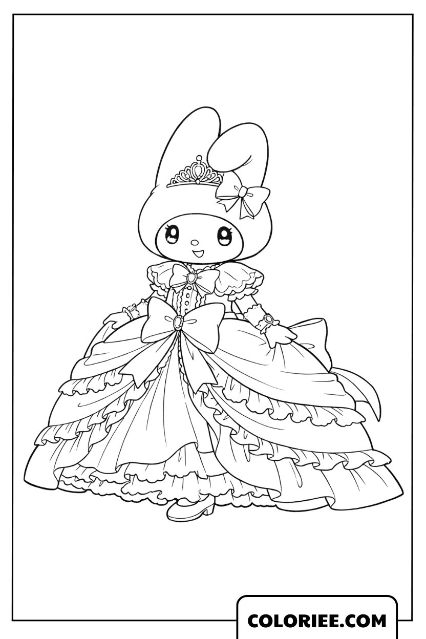 My Melody princesse dans sa robe élégante