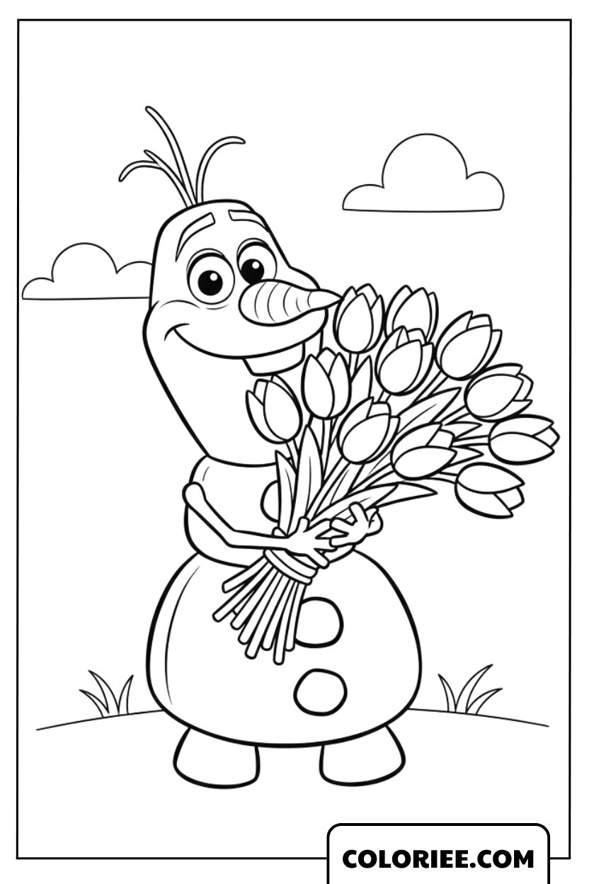 Olaf avec un bouquet d’hiver