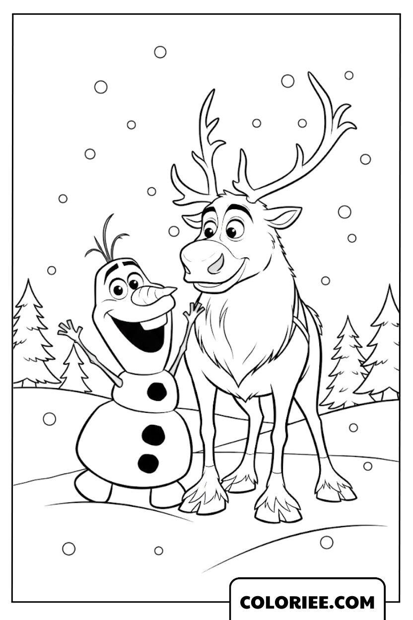 Olaf joyeux avec son ami Sven