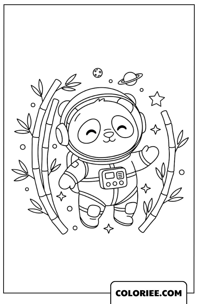 Panda astronaute explorant l’univers
