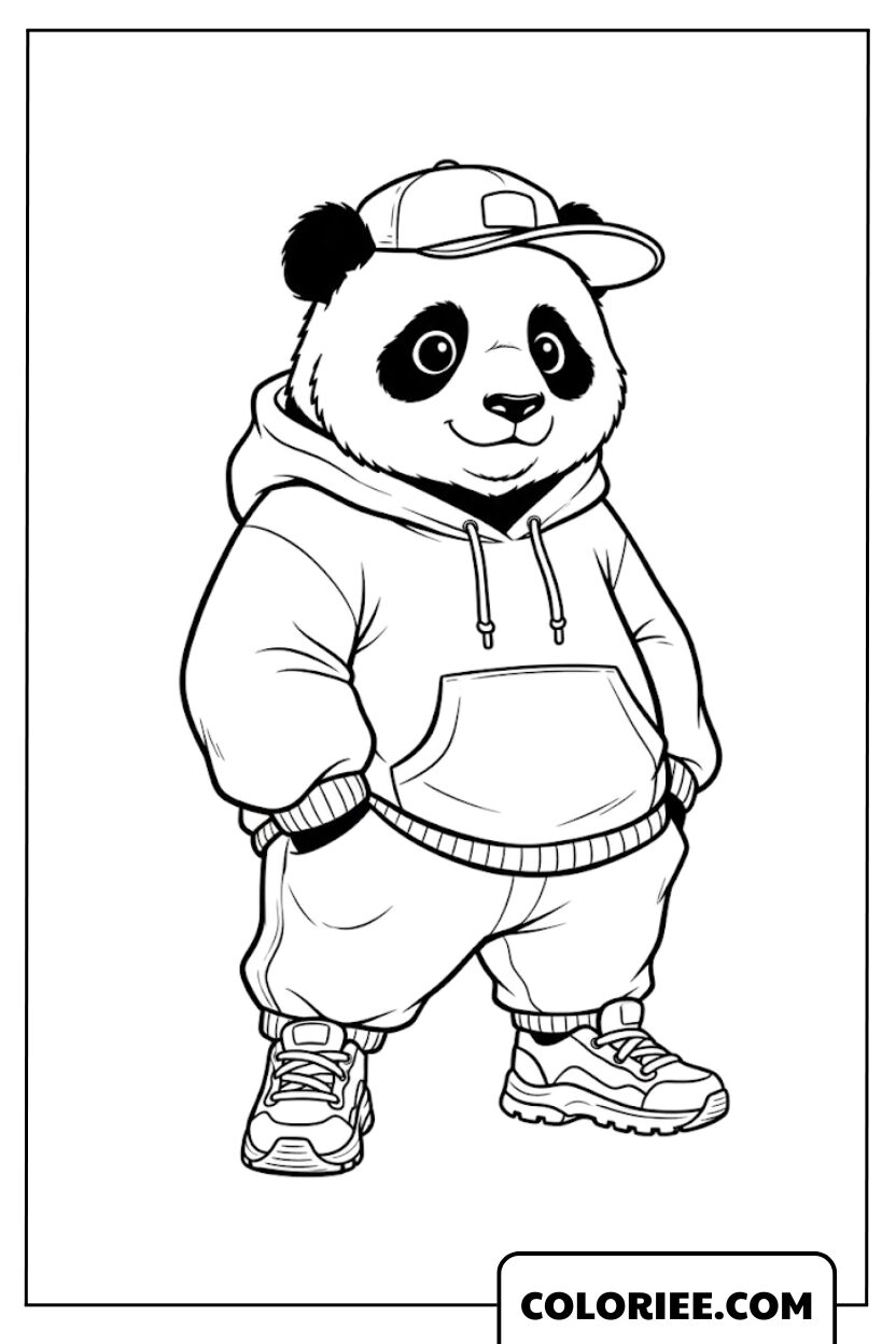 Panda stylé au look moderne et dynamique
