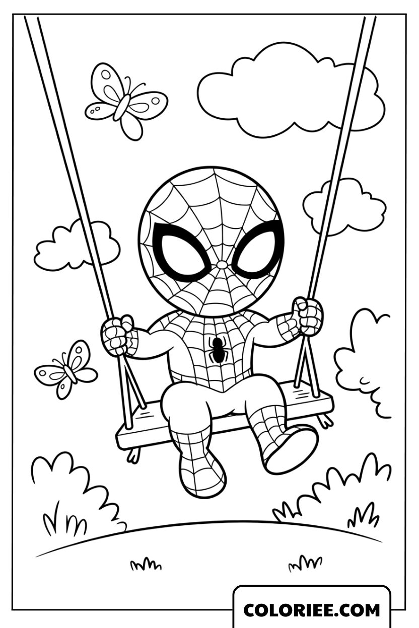 Petit Spiderman se Balançant dans le Vent