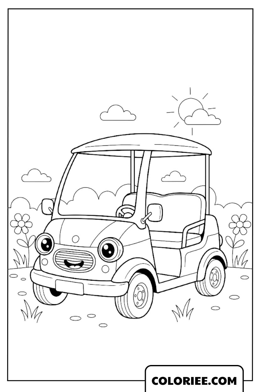 Petite Voiture Électrique Mignonne dans le Jardin Fleuri