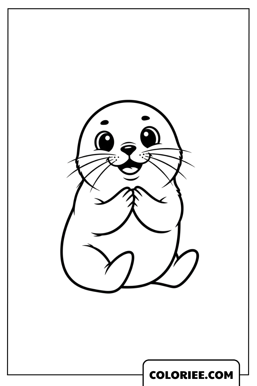 Phoque adorable aux petites pattes jointes