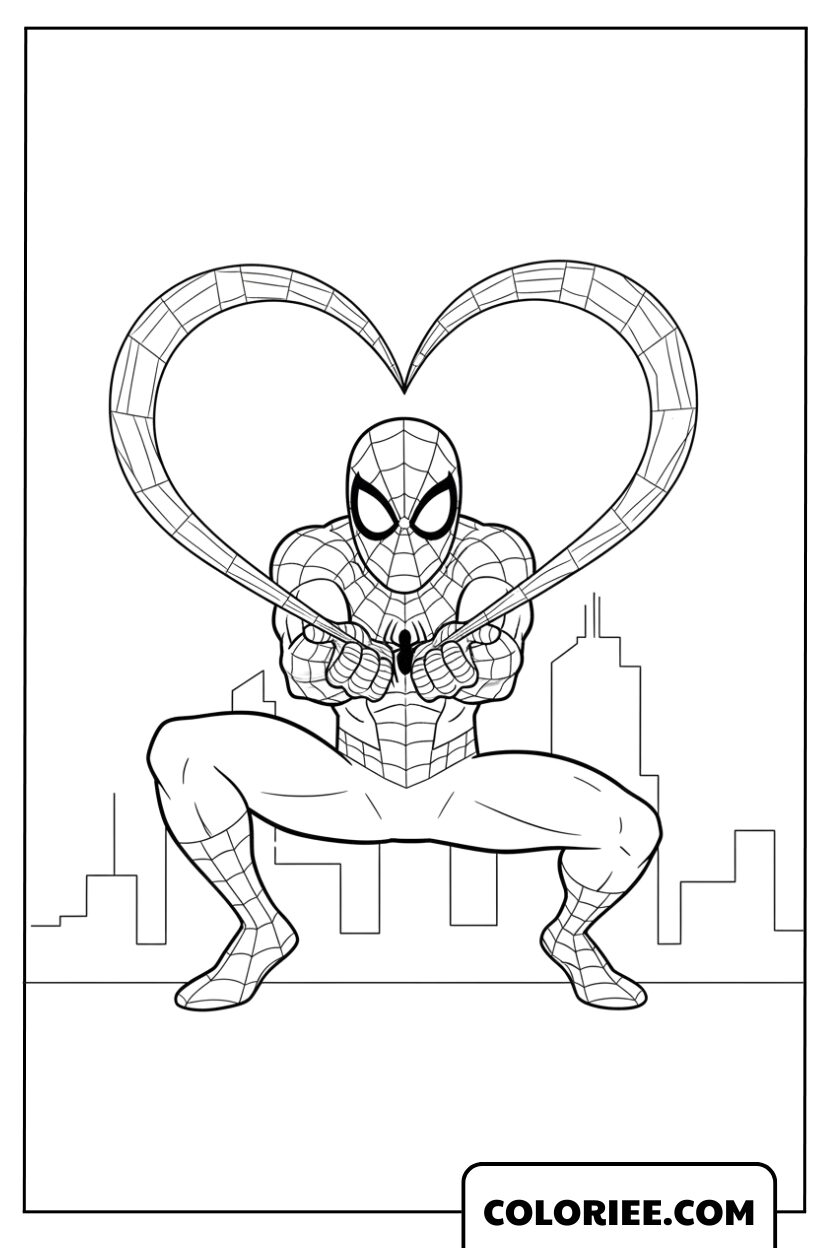 Spideman Dessine un Cœur avec sa Toile