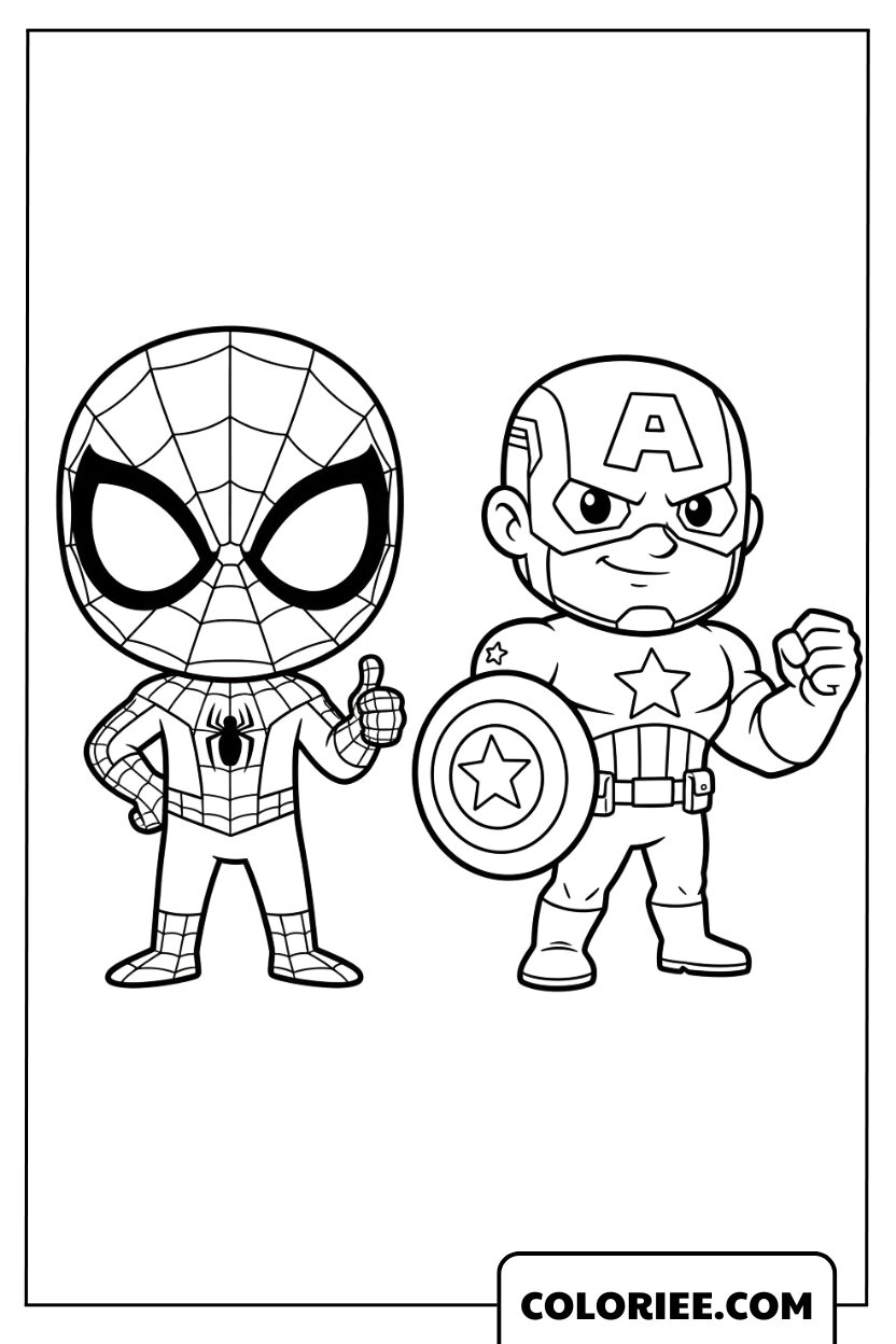 Spideman et Captain America en Version Chibi