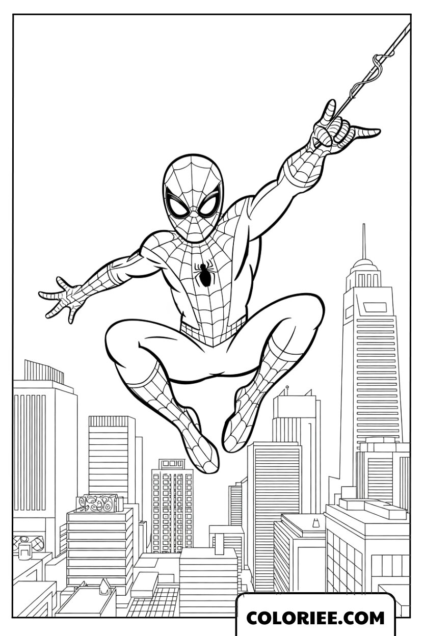 Spider-Man Voltige au-Dessus de la Ville