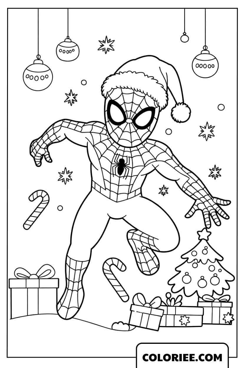 Spiderman Fête Noël sous la Neige