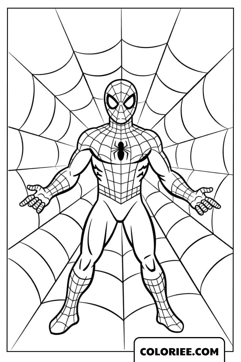 Spiderman au Centre de sa Toile Puissante