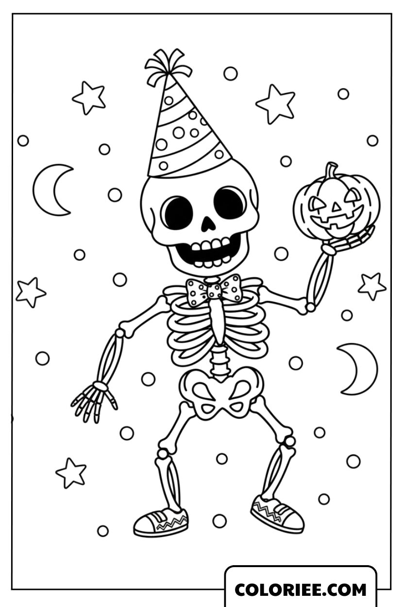 Squelette Dansant sous la Lune d’Halloween