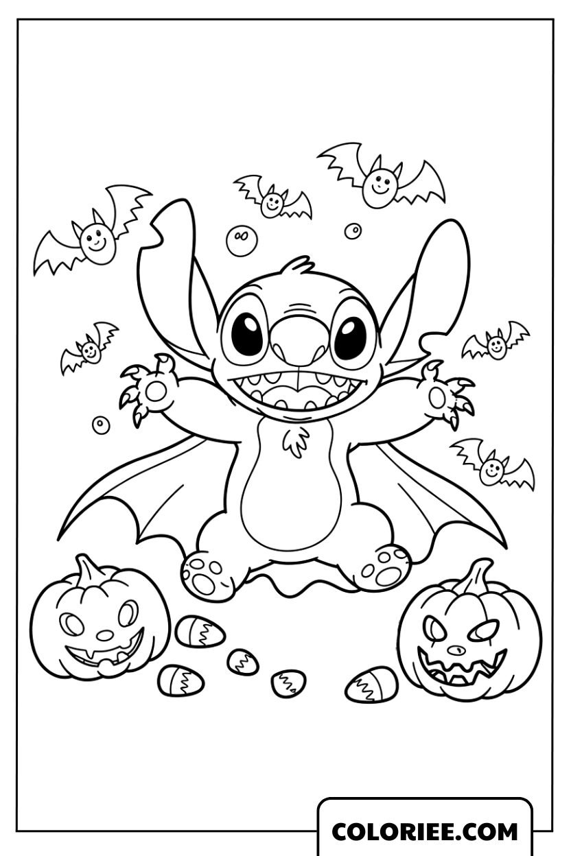 Stitch en Petit Démon Chauve-Souris d’Halloween
