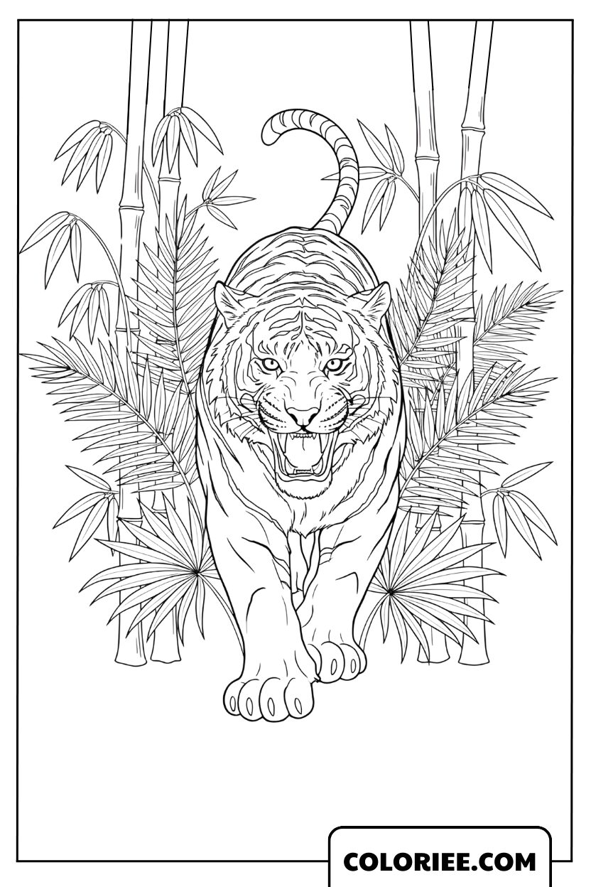 Tigre adulte silencieux dans la jungle