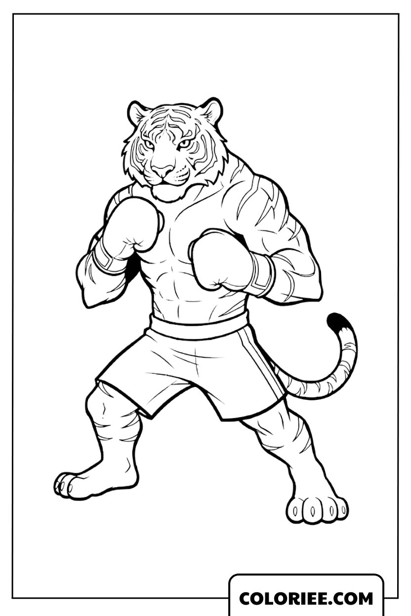 Tigre boxeur puissant et courageux