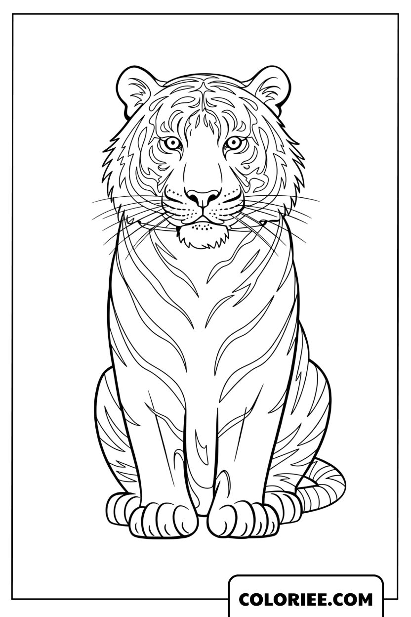 Tigre majestueux assis avec calme