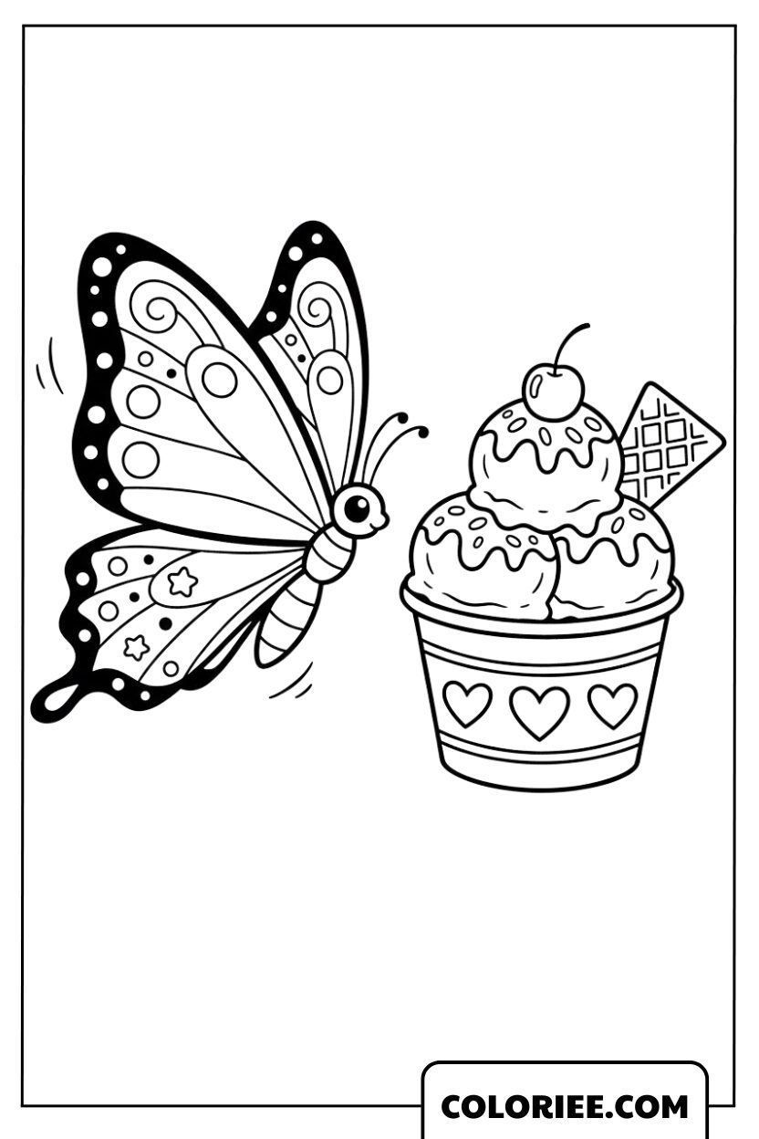 Un joli papillon avec une adorable petite glace