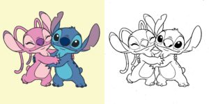 coloriage stitch et angel ft