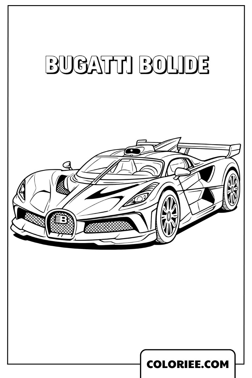 Coloriage Bugatti Bolide supercar sportive